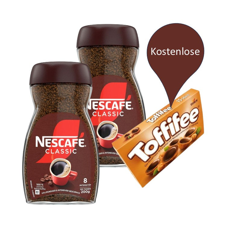 NESCAFE Classic Löslicher Bohnenkaffee - 2x 200g + Schokoladen Geschenk