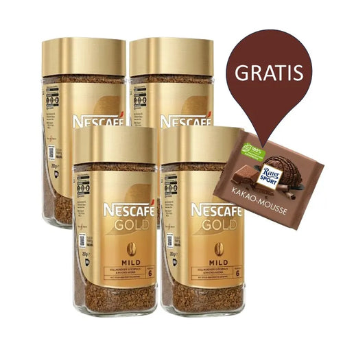 NESCAFE Gold Mild Löslicher Kaffee 4X 200G + Schokoladen als Geschenk