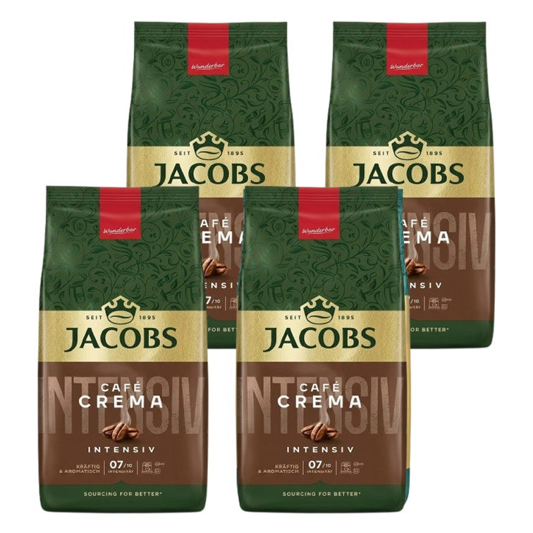 Teilen JACOBS Expertenröstung Crema Intensiv 4x1kg Ganze Bohnen Kaffee Intensität 7/10